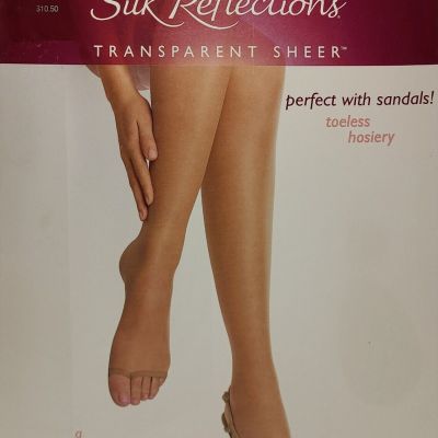 Hanes Silk Reflections TOELESS Breathable Control Top Pantyhose Size EF Medium