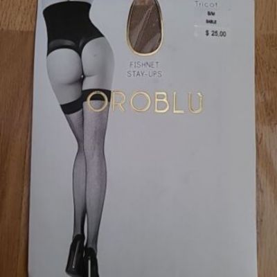 New  OROBLU Tricot Fishnet Stay Ups Stockings Choose Size/Color