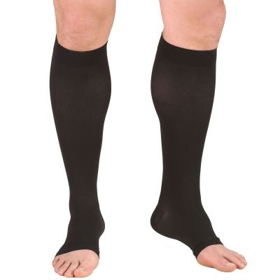 Truform Stockings Knee High Open Toe: 15-20 mmHg L BLACK (0875BL-L)