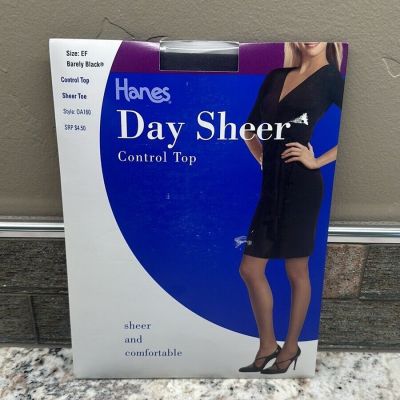New Hanes Day Sheer Control Top Barely Black Size EF OA160