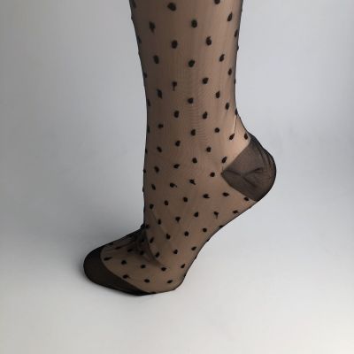 15 dn Vintage Dot RH & T Stockings Secrets In Lace Black Size S(2) Made In FR