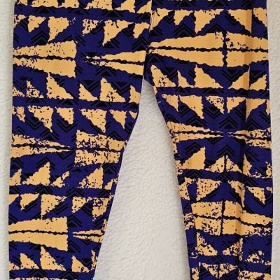 LuLaRoe Womens Legging Pants Size Tall & Curvy Multicolor Triangles Sueded