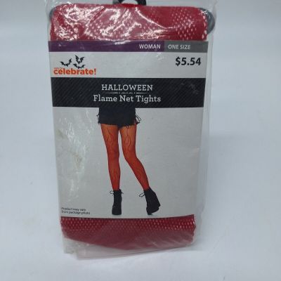 Halloween Women's RED Flame Fishnet Tights One Size #j1