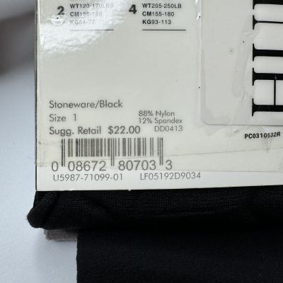HUE Opaque Tights With Control Top 2 Pair Pack Size 1 Stoneware Black 100-150 Lb