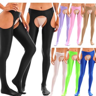 US Women's Oil Hollow Out Tights Pantyhose Suspender Thigh High Stockings Pants