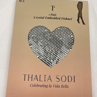 Thalia Sodi 1 Pair Crystal Embedded Fishnet M/L