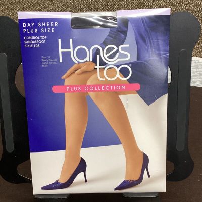 Vintage Hanes Too Queensize 1Q Barely Black E08 Control Top Pantyhose Sandalfoot