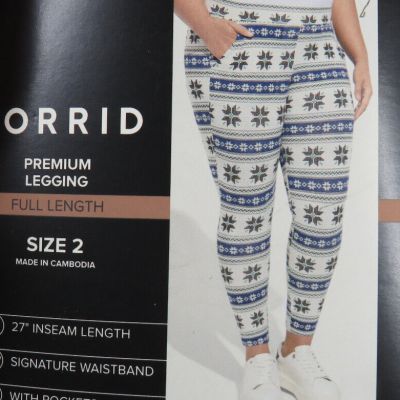 Torrid Premium Legging Fair Isle Print High Rise Leggings, Pockets, Plus Size 2X
