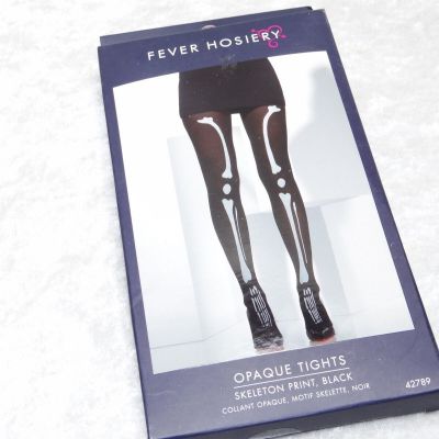 Skeleton Bone Print Tights Stockings Opaque Womens 90-160lbs Fever Hosiery
