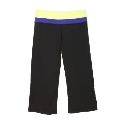 LULULEMON Groove Crop Pants 4 Colorblock Waistband Black Wide Leg Workout B57