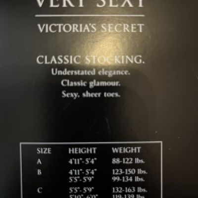 Victoria's Secret Very Sexy Classic Sheer Garter Stocking BLACK Size B