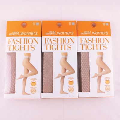Blissful Benefits by Warner's Fashion Tights Lot of 3 Seam Free Tawny Size S/M