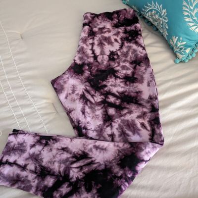 Terra & Sky  Purple Tie Dye Leggings Women’s Plus Size 1X