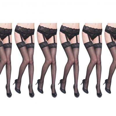 6-Piece Sexy Lady Beileise Top Thigh High Stockings Belt Garter Suspender USA