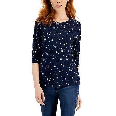 Style & Co Star-Print Long-Sleeve Top, Created for Macy's - Industrial Star