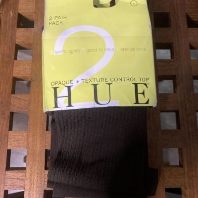 HUE Opaque Tights Control Top Womens Size 1  Espresso 2 Pair