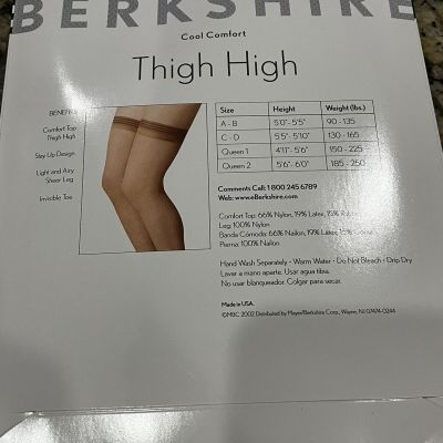 NEW! Berkshire Thigh High City Beige Stockings Sz A-B Small Sexy Nylon