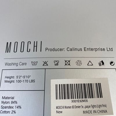 Moochi 80D Opaque Colored Tights Light Pink NIP