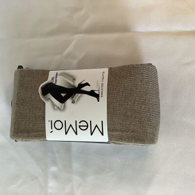 MeMoi MO-325 Flat Knit Sweater Tights  L/XL Taupe Heather Machine Washable T