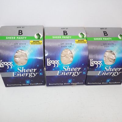 Leggs Pantyhose Sheer Energy Sheer Panty & Sheer Toe B Off White Vintage NOS #27