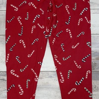 Feeling Festive Christmas Holiday Leggings size 0X 14W - Red/Green/Candy Canes