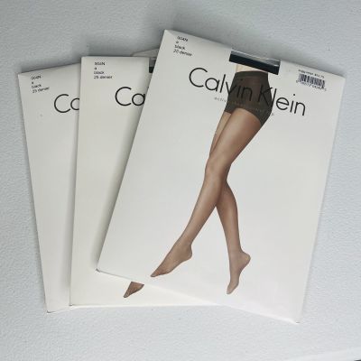 Calvin Klein Pantyhose Style 904N Control Top Active Sheer Black Size A 3 Pairs