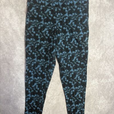 Torrid Blue With Black Skeletons Full Length Footless Tights Size 1