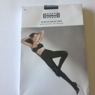 WOLFORD VELVET DE LUXE 66 TIGHTS IN ANTHRACITE GRAY SIZE MEDIUM NWT