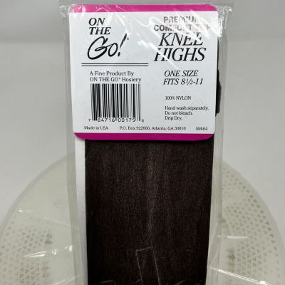 New ON THE GO! Off Black Knee High Pantyhose Nylon Premium Comfort Sz 8 1/2-11