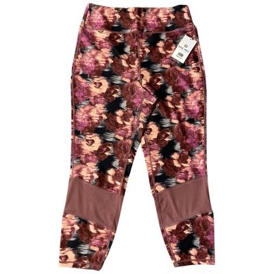 NWT Nine West Active Floral Mesh Crop Leggings Mauve Pink Sz 1x Plus