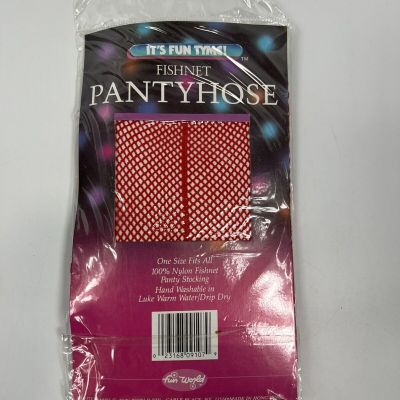 BLACK FISHNET PANTYHOSE One Size Fits All Red