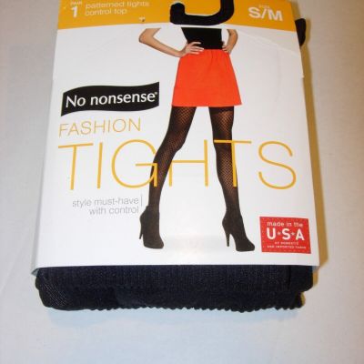WOMENS NEW BLACK NO NONSENSE FASHION PATTERNED CAREER COMFORT TIGHTS SIZE S/M