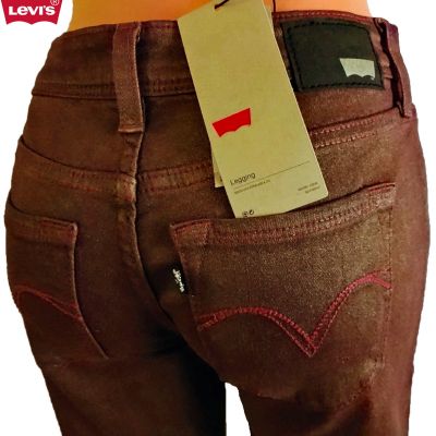 NWT LEVI'S Juniors Burgundy Metallic Legging Jeans(Size 24, 25) NEW