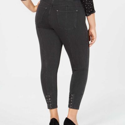 HUE Plus Size Lace-Up Microsuede Skimmer Leggings (Graphite Wash, 2X)