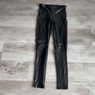 Spanx Women’s Faux Leather Moto Leggings Black Size Small