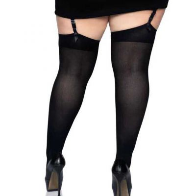 Plus Size Opaque Thigh Highs With Elastic Top