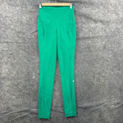 Lululemon Leggings Womens Size 4 Teal Green Pockets Stretch Gym Workout Yoga