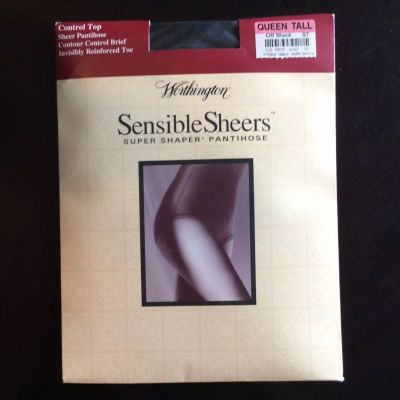 JCPenney Worthington Pantyhose Queen Size Tall Off Black Control Top Sandalfoot