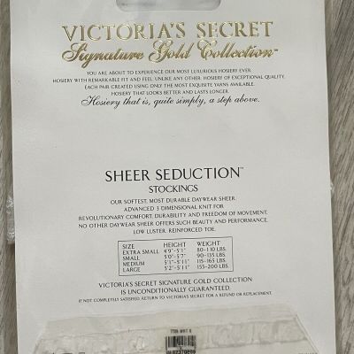 Vintage Victoria's Secret Signature Gold Sheer Seduction Lace Stockings White S