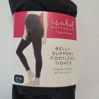 Isabel Maternity Womens S/M Belly Support Footless Tights Black  B74