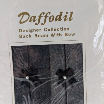 Vintage Panty Hose Tights Daffodil Fantasia Black Seams With Bows