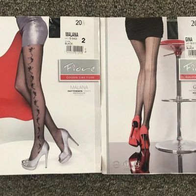 NIP 2 PAIRS FIORE PATTERNED METALLIC TIGHTS SZ 2 &3