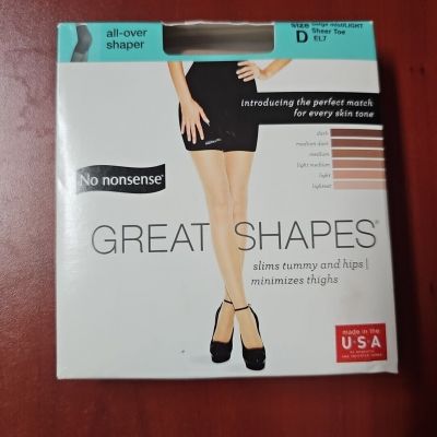 NWT NO NONSENSE Women's Tights Beige Color Sheer Toe All Over Shaper.Size D