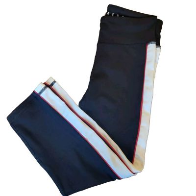 Aero Capri Pants Womens Small Black Low Rise Striped Crop Leggings Stretch