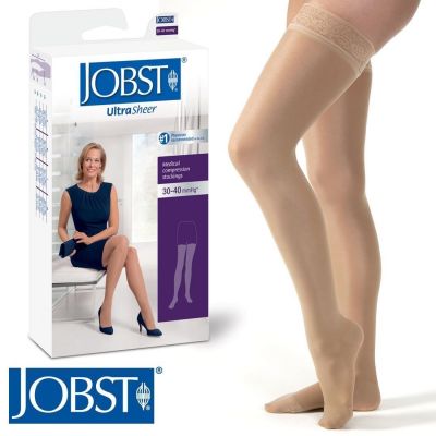 Jobst Womens UltraSheer Compression Thigh Stockings 30-40 mmhg Silicone Supports