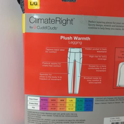 ClimateRight by Cuddl Duds Women Plush Warmth High Rise Fashion Leggings Large
