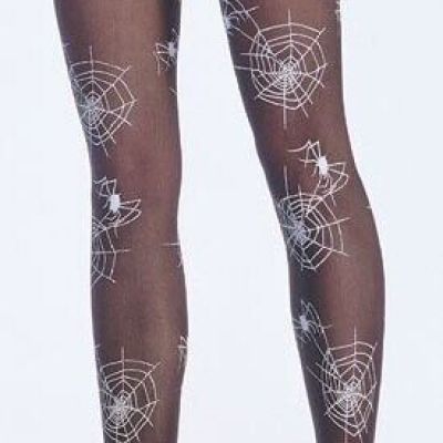 NWT Black Sheer Pantyhose with white cobweb design. Great for Hollowing Party