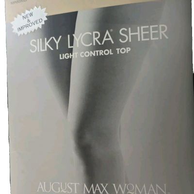 August Max Woman-SZ 4X Silky Lycra Sheer, Lt Control Top,Sandalfoot, Champagne