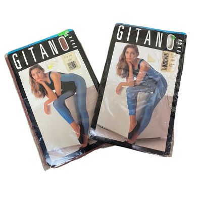 Vintage 80's Gitano Shiny Tights Footless Toast Size C Retro 2 Pairs