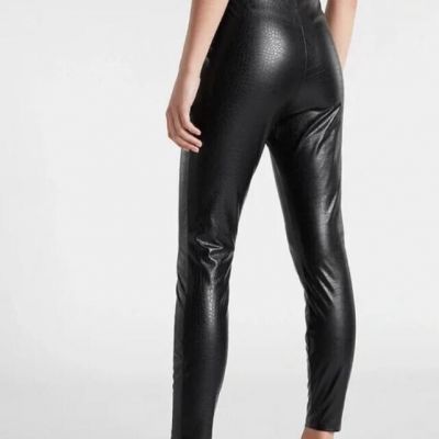 Express NEW Faux Leather Croc Leggings Black Pants Size Small High Waist NEW